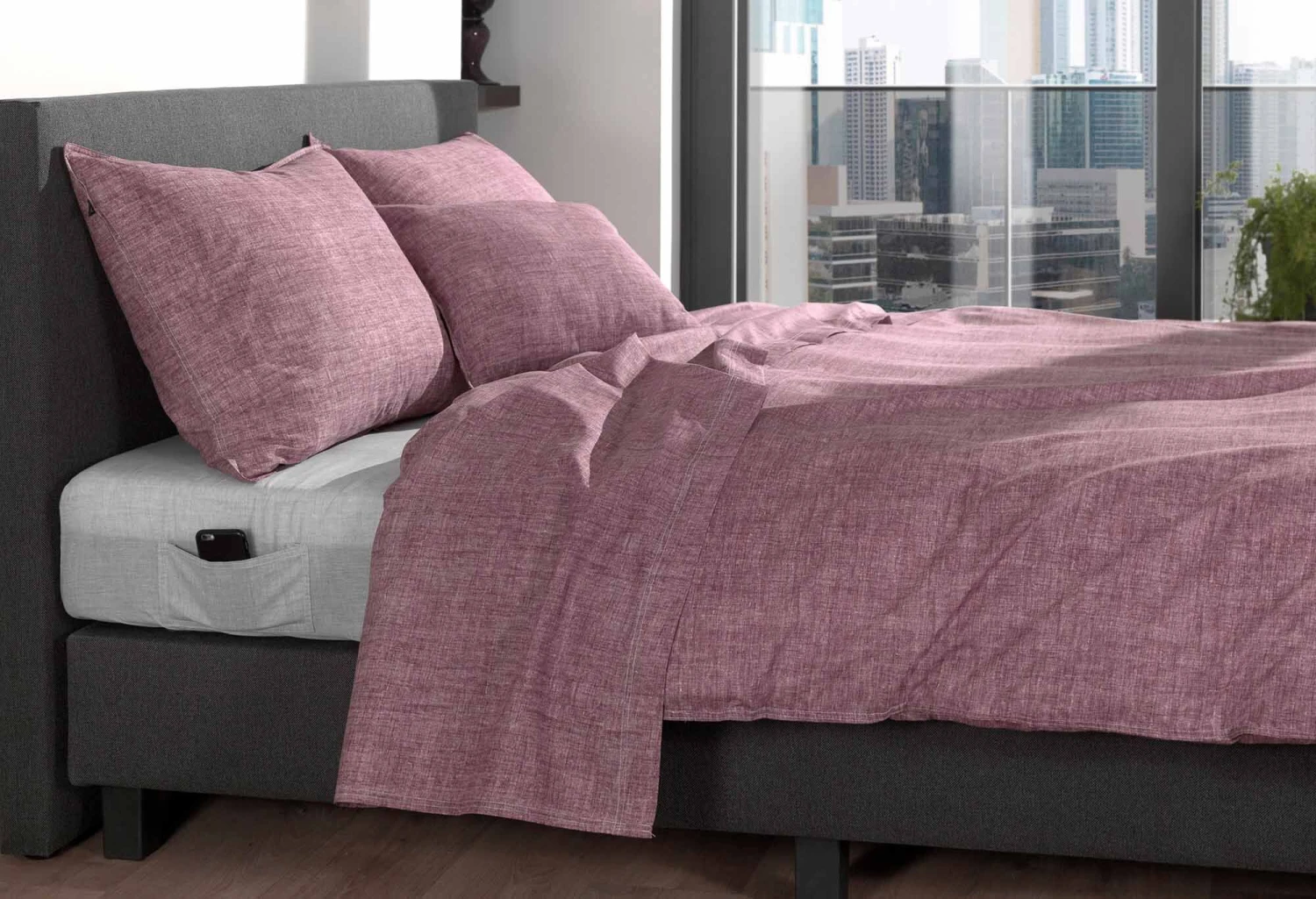 Zo!Home Lino Bettwäsche Weinrot 2 Zo!Home Lino Bettwäsche Weinrot – Bild 2