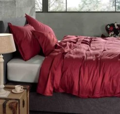 Zo!Home Satinado Bettwäsche Dunkelrot -Deutschland Vtwonen Verkaufs-Shop zo home dekbedovertrek satinado spicy red 5